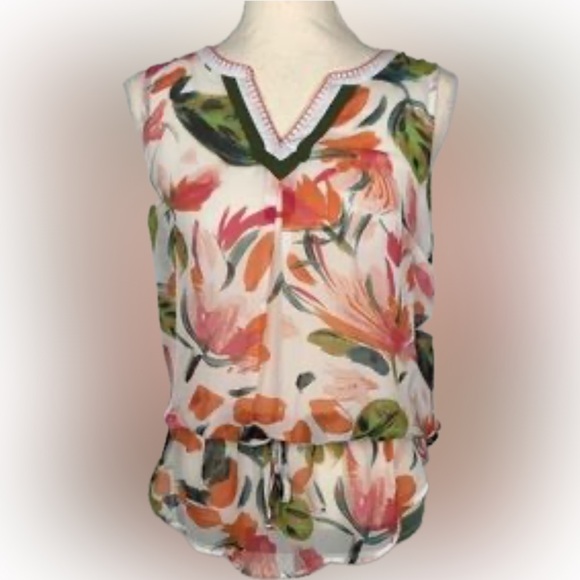 C brand Tops - C Brand | Corral Floral Sleeveless Blouse